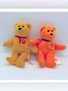 McDonald’s Beanie Babies, Yellow and Orange Bear Pair, 2004